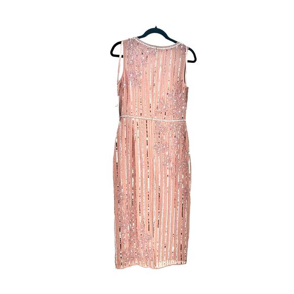 Mac Duggal Cocktail 70260D Tea Length Beaded Jewel Dress Rose Pink 6 NWT - Picture 5 of 9